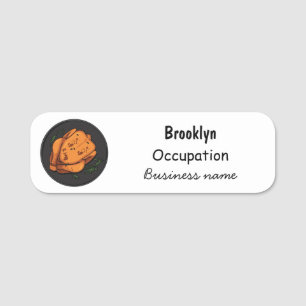 Roast chicken cartoon illustration name tag