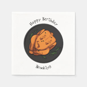 Roast chicken cartoon illustration napkin