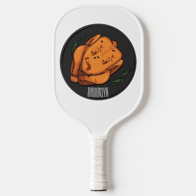 Roast chicken cartoon illustration pickleball paddle (Front)
