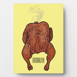 Roast chicken cartoon illustration plaque