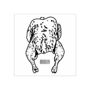 Roast chicken cartoon illustration rubber stamp
