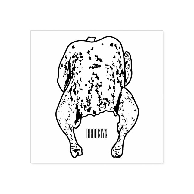 Roast chicken cartoon illustration rubber stamp (Imprint)