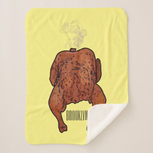 Roast chicken cartoon illustration sherpa blanket