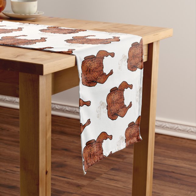 Roast chicken cartoon illustration  short table runner (In Situ)