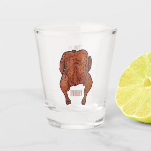 Roast chicken cartoon illustration shot glass