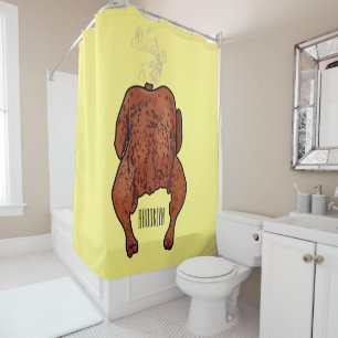 Roast chicken cartoon illustration  shower curtain
