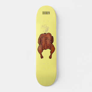 Roast chicken cartoon illustration  skateboard
