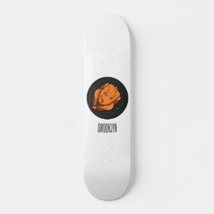 Roast chicken cartoon illustration skateboard