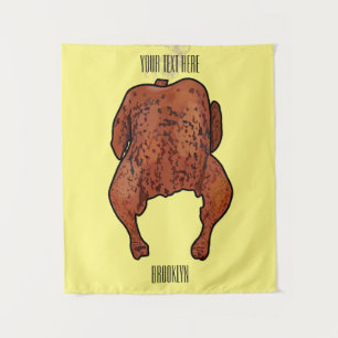 Roast chicken cartoon illustration tapestry