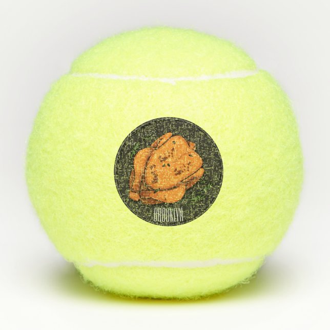 Roast chicken cartoon illustration tennis balls (Front)