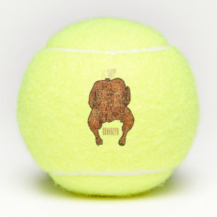 Roast chicken cartoon illustration tennis balls