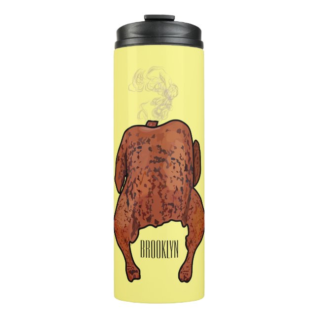 Roast chicken cartoon illustration  thermal tumbler (Front)