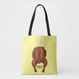 Roast chicken cartoon illustration tote bag