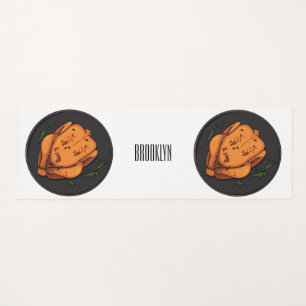 Roast chicken cartoon illustration yoga mat