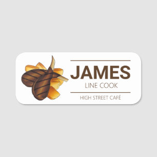 Roast Leg of Lamb Chops Potatoes Restaurant Food Name Tag