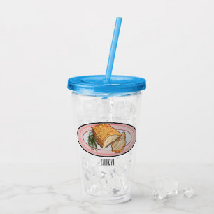 Roast pork belly cartoon illustration  acrylic tumbler