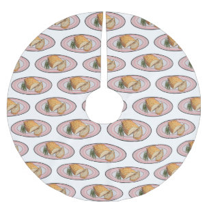 Roast pork belly cartoon illustration brushed polyester tree skirt