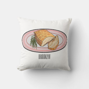 Roast pork belly cartoon illustration cushion