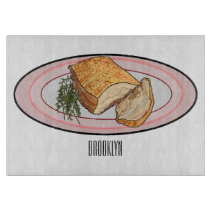 Roast pork belly cartoon illustration cutting board