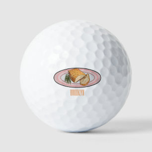Roast pork belly cartoon illustration golf balls
