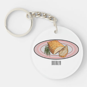 Roast pork belly cartoon illustration key ring