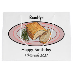 Roast pork belly cartoon illustration large gift bag