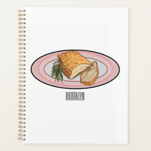 Roast pork belly cartoon illustration planner