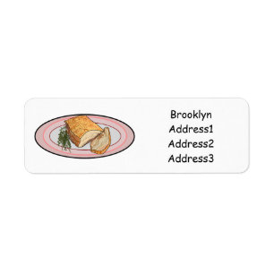 Roast pork belly cartoon illustration return address label