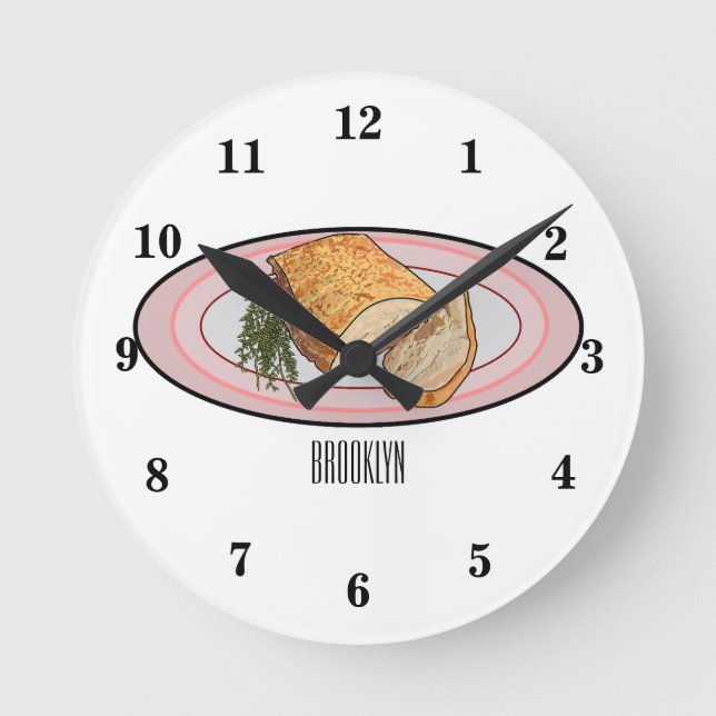 Roast pork belly cartoon illustration  round clock (Front)