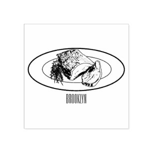 Roast pork belly cartoon illustration  rubber stamp