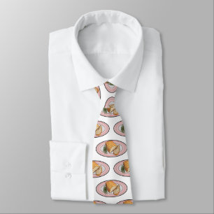 Roast pork belly cartoon illustration tie