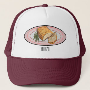 Roast pork belly cartoon illustration trucker hat