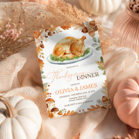 Roast Turkey Acorn Harvest Thanksgiving Invite