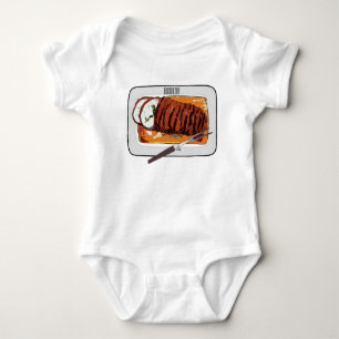 Roast turkey breast cartoon illustration baby bodysuit