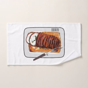 Roast turkey breast cartoon illustration bath towel set