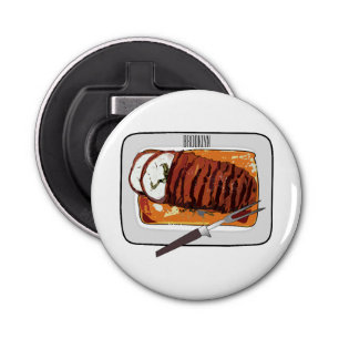 Roast turkey breast cartoon illustration bottle opener