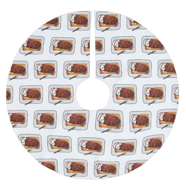 Roast turkey breast cartoon illustration brushed polyester tree skirt (Front)