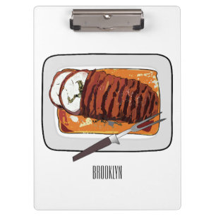 Roast turkey breast cartoon illustration clipboard