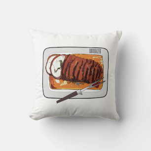 Roast turkey breast cartoon illustration cushion
