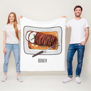 Roast turkey breast cartoon illustration fleece blanket