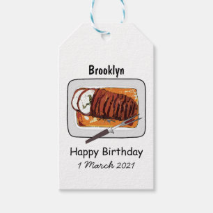 Roast turkey breast cartoon illustration gift tags