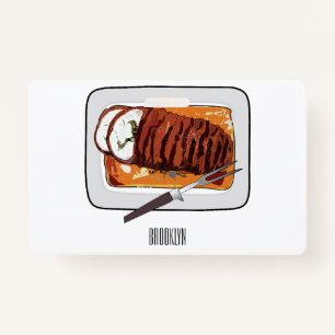 Roast turkey breast cartoon illustration ID badge
