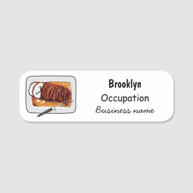 Roast turkey breast cartoon illustration name tag (Front)