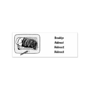 Roast turkey breast cartoon illustration rubber stamp