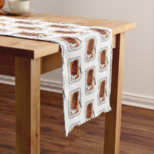 Roast turkey breast cartoon illustration short table runner