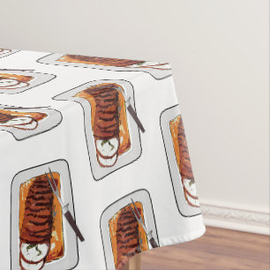 Roast turkey breast cartoon illustration tablecloth