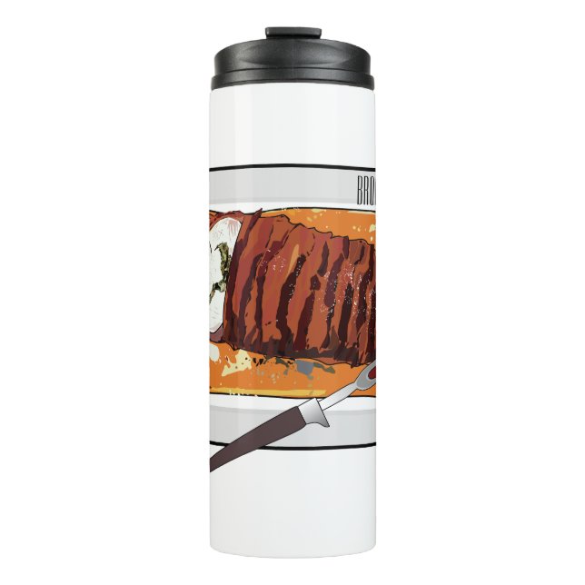 Roast turkey breast cartoon illustration thermal tumbler (Front)