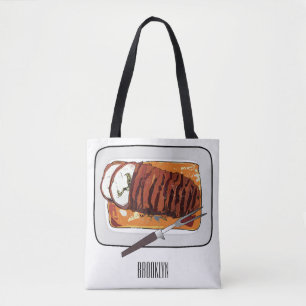 Roast turkey breast cartoon illustration  tote bag