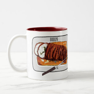Roast turkey breast cartoon illustration Two-Tone coffee mug