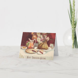 Roast Turkey Feast Vintage Thanksgiving 1907 Card